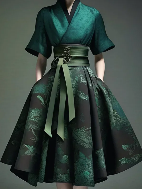 Original Chinese Hanfu Adult Modified Horse Face Skirt Floating Light Brocade Mix And Match Daily Women's Dress Set Mamian Skirt