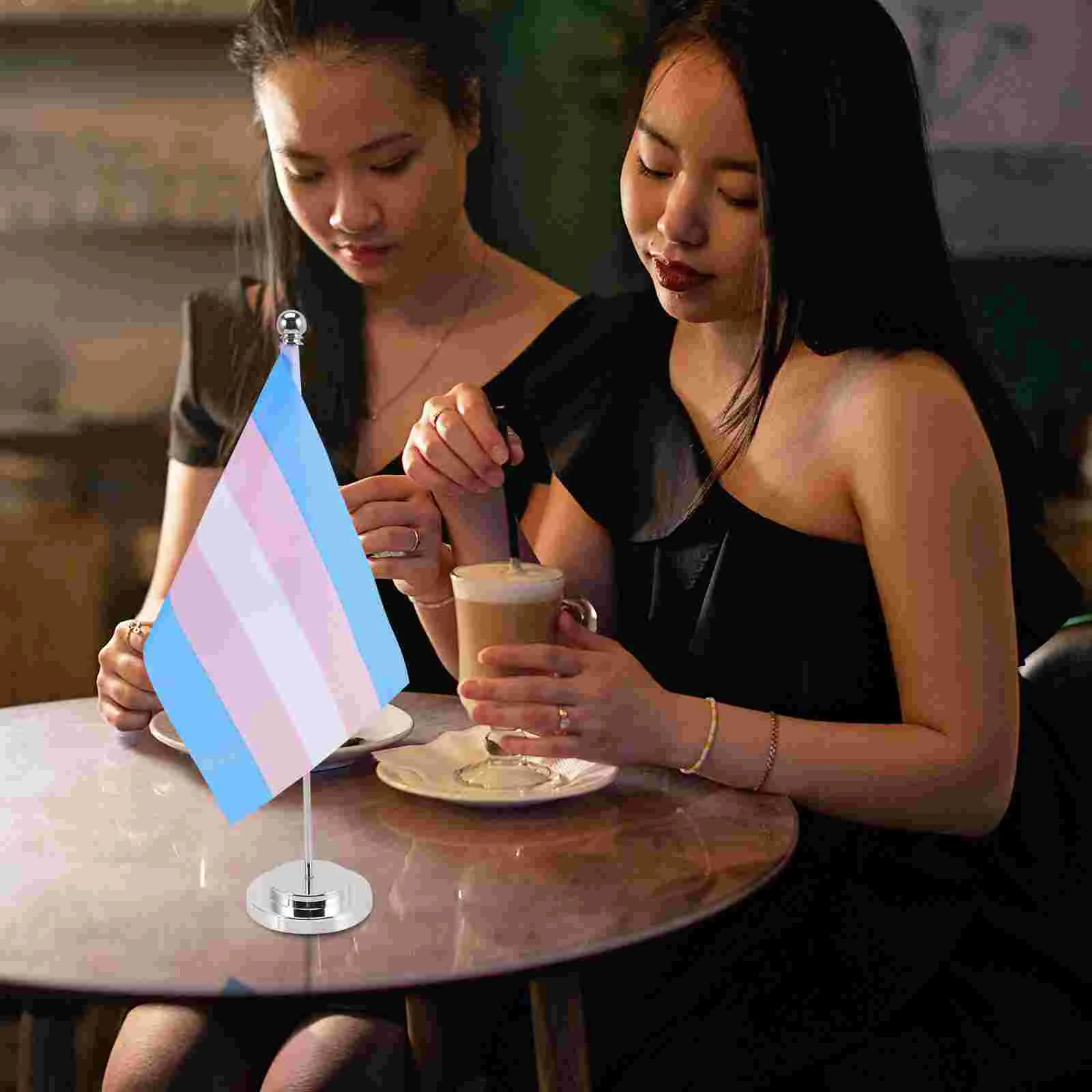 

Pride Flag Polyester Table Runner Rainbow with Base Desk Stand Metal Small for Garden