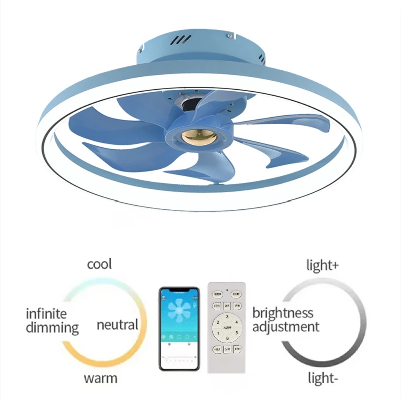 Moderno ventilatore da soffitto intelligente con luce a Led semplice sala da pranzo camera da letto camera dei bambini arredamento per la casa