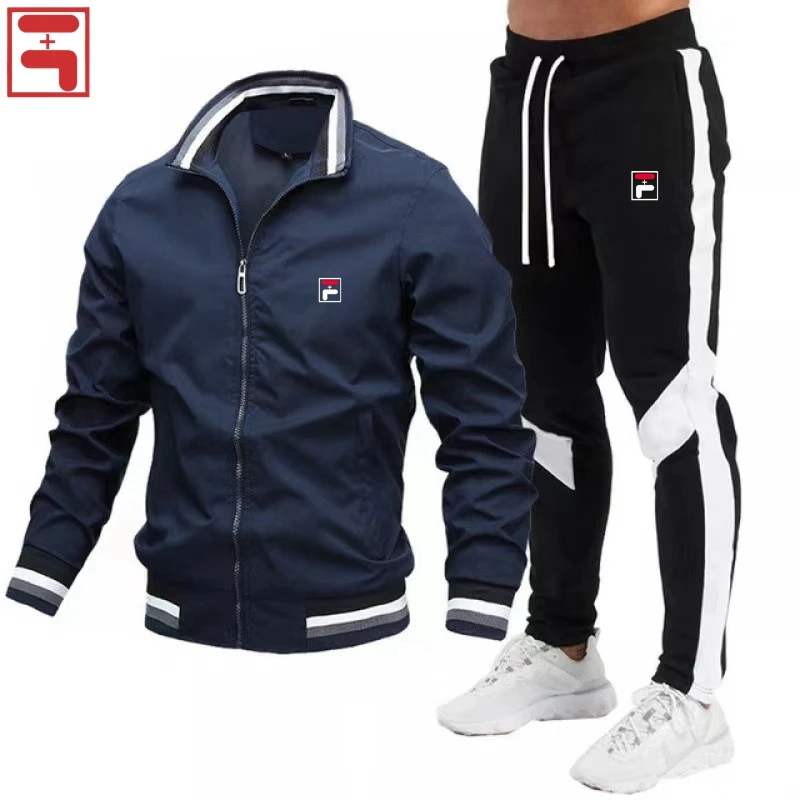 FL+ 2024 Mens Tracksuits Men Sets Sweatshirt+sweatpants Tracksuit Zipper Stand Collar Sports Suit Jogging Fitness