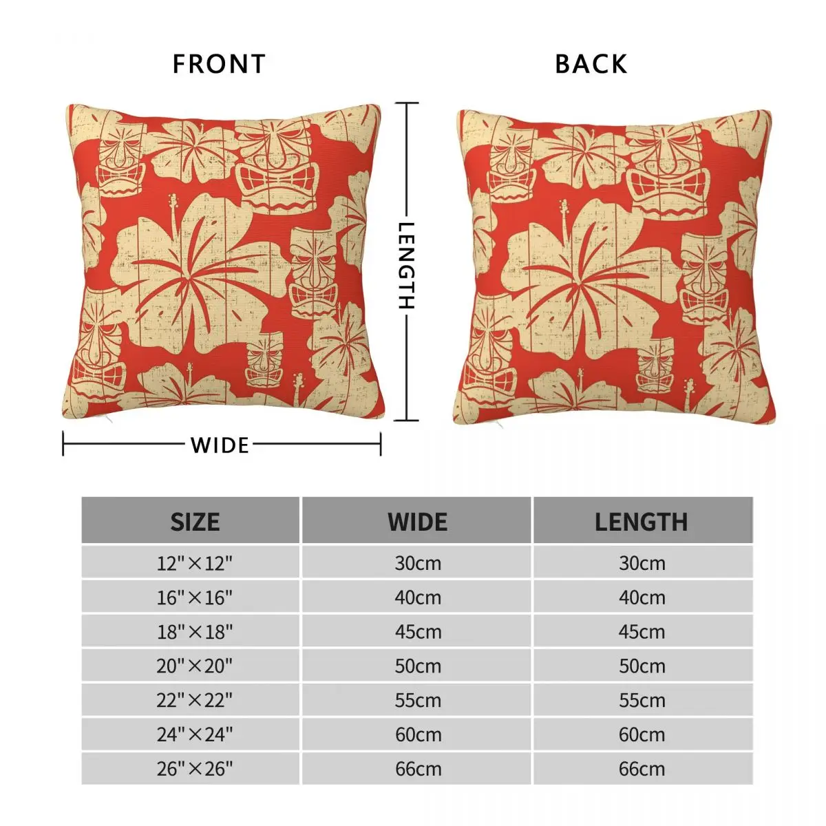 Hawaiian Tiki Masks Square Pillowcase Polyester Linen Velvet Pattern Zip Decor Room Cushion Cover 45x45