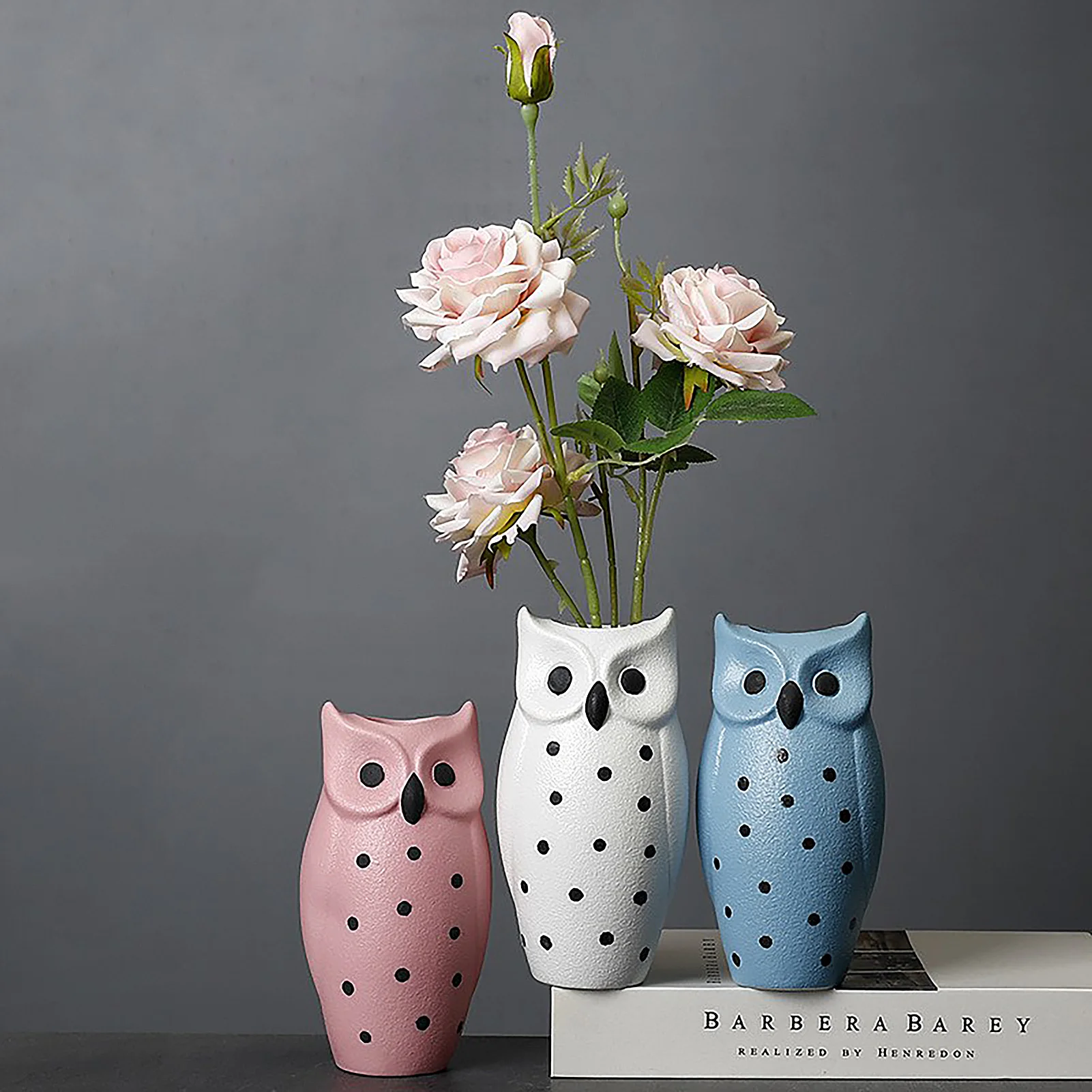 

Nordic Ceramic Owl Vase, Minimalist Artistic Decor Porcelain Vase for Small Flowers & Dry Blooms, for Living Room Dining Table