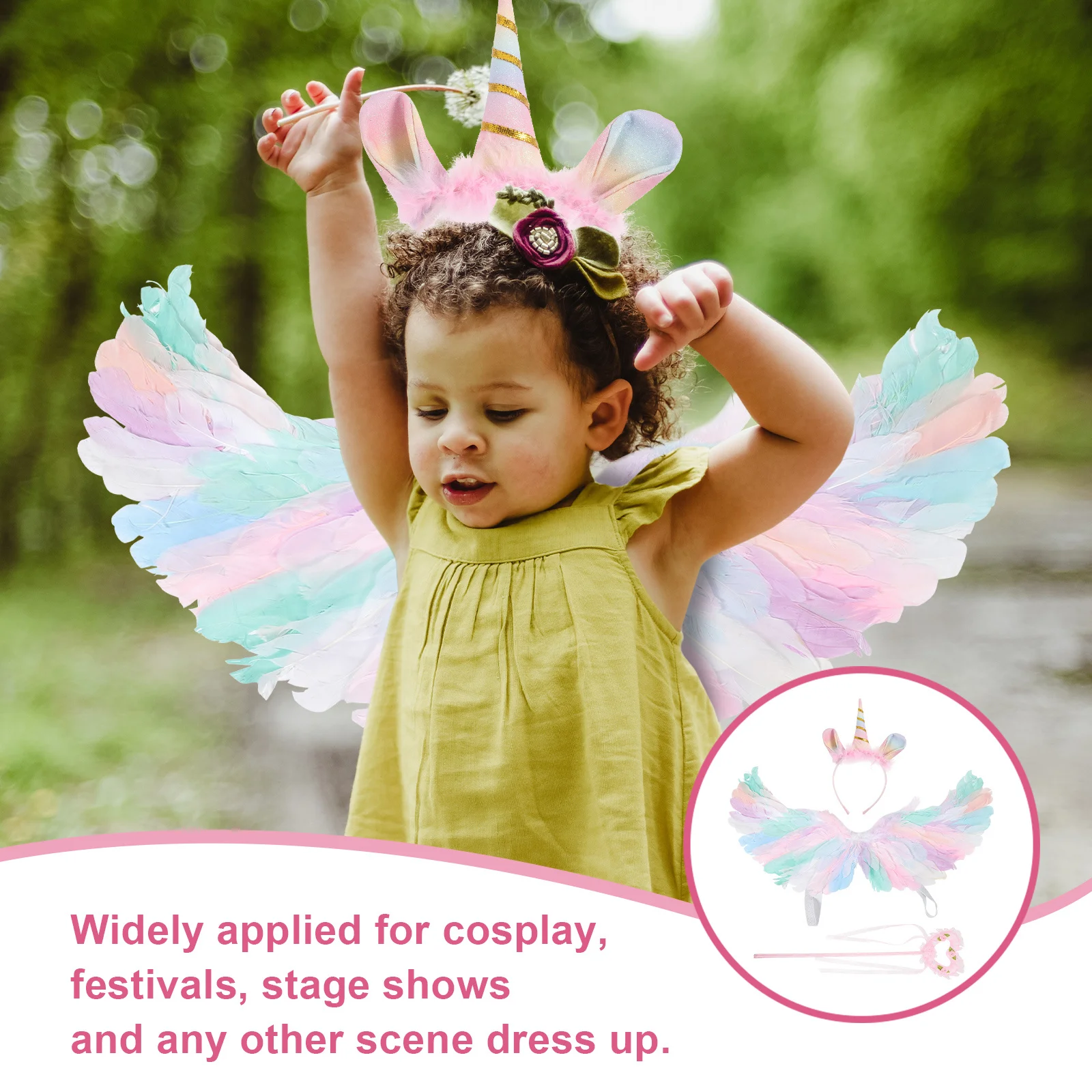 ชุดปีกนางฟ้า 1 ชุด อุปกรณ์ประกอบชุดนางฟ้า ไม้กายสิทธิ์ ที่คาดผม อุปกรณ์คอสเพลย์ ปีกนางฟ้า