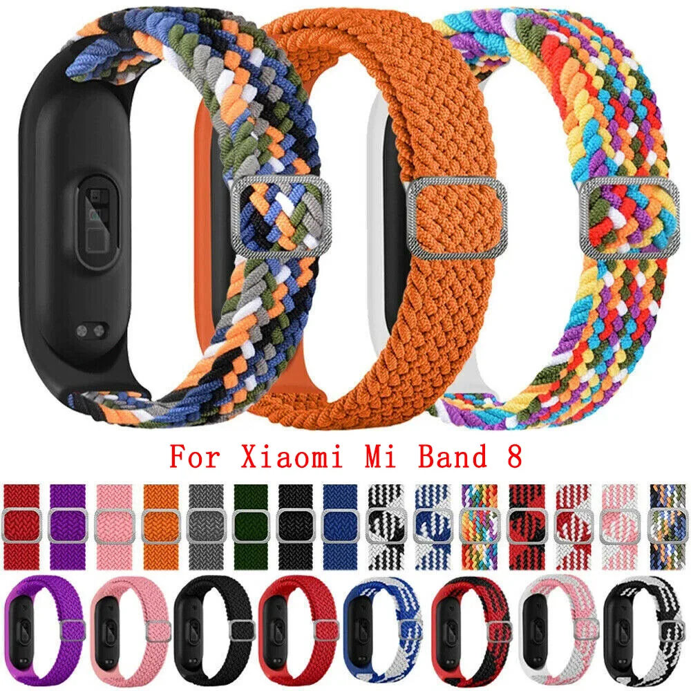 Elastic Nylon Adjustable Watchband for Xiaomi Mi Band 8 / NFC Replacement Bracelet Men Women Sport Strap