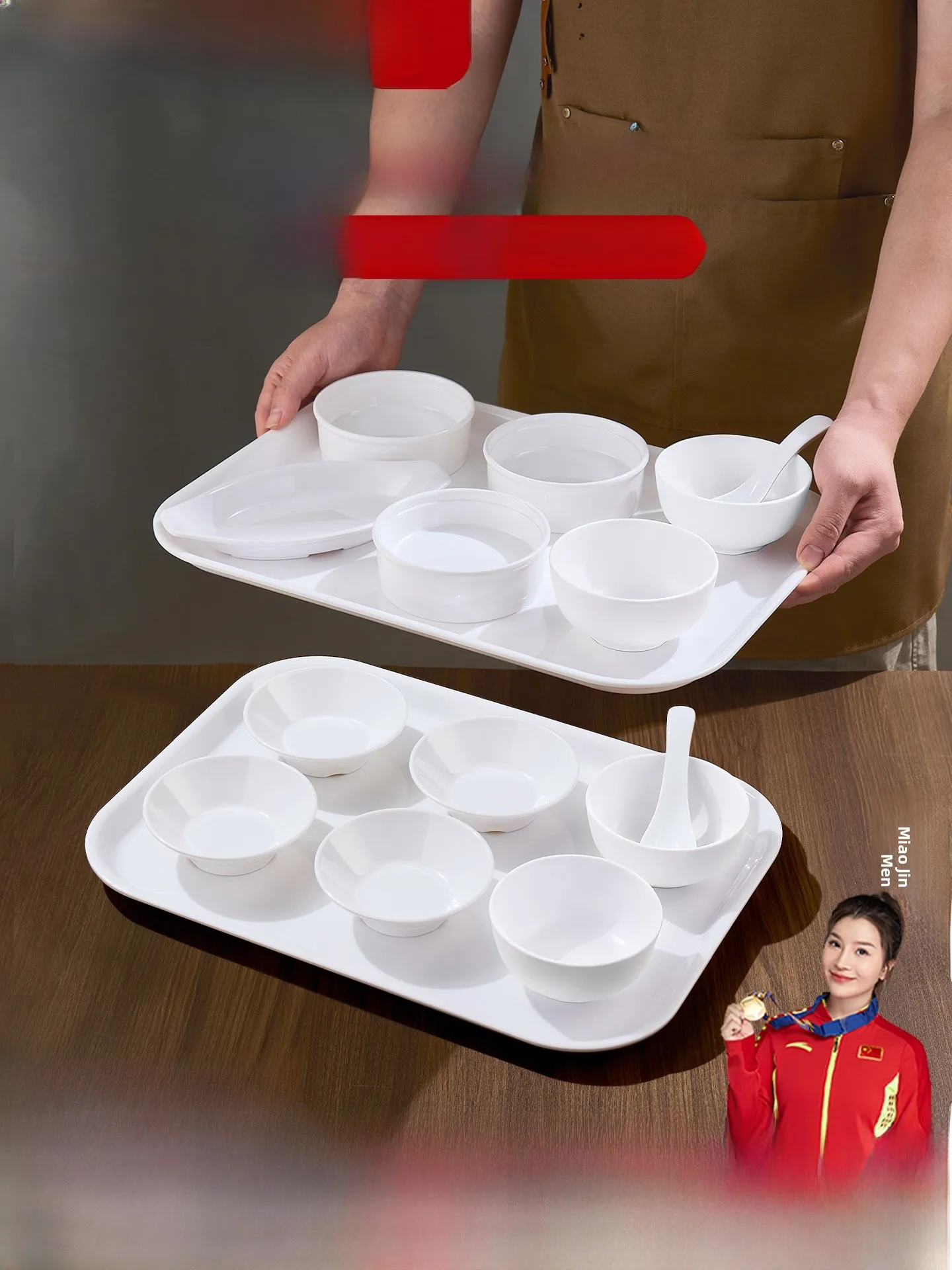 

New Chinese Sle Dinnerware Set for Fast Food Restaurant Small Bowl Special Plate Di Tray Combination Meal Inclusive