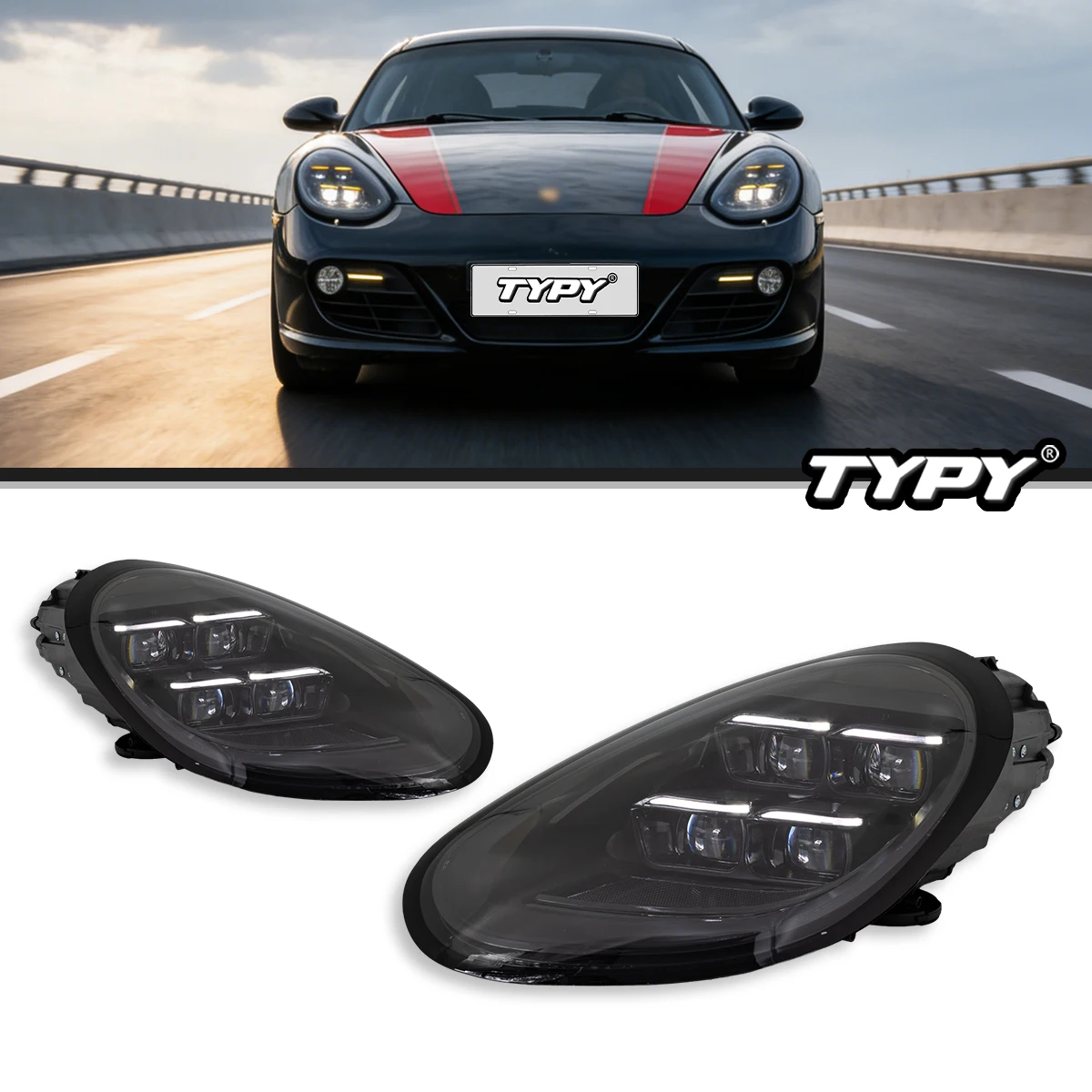 

TYPY LED Headlights For Porsche Cayman 987 2005-2012 DRL Dynamic Turn Signal Head Lamp Auto Accessories