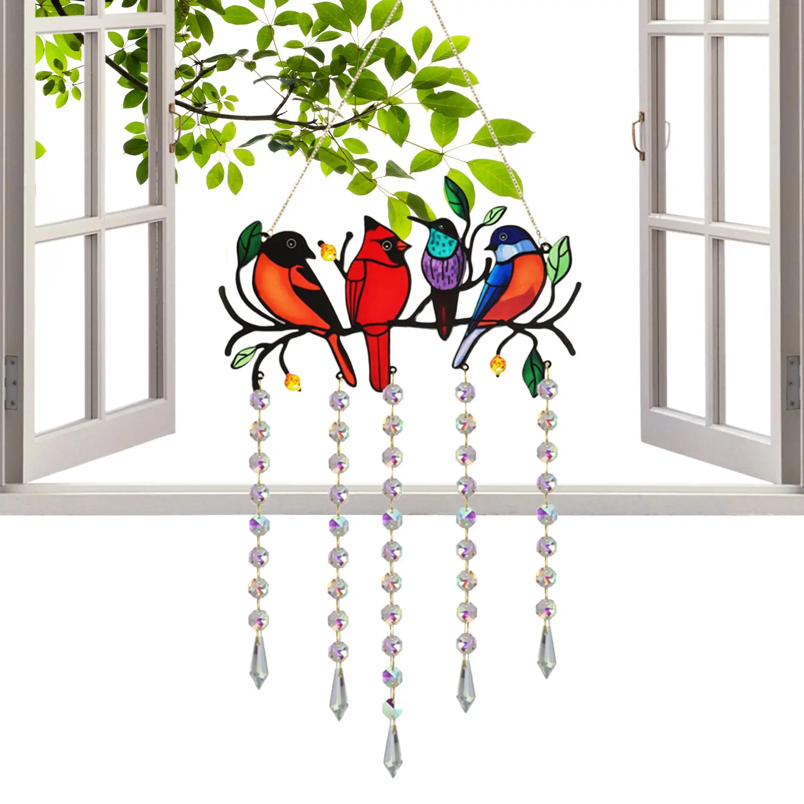 

Витражный светильник, ловец птиц, настенный светильник, садовый забор, украшения, светоотражающий домашний декор для женщин на день рождения, новоселье