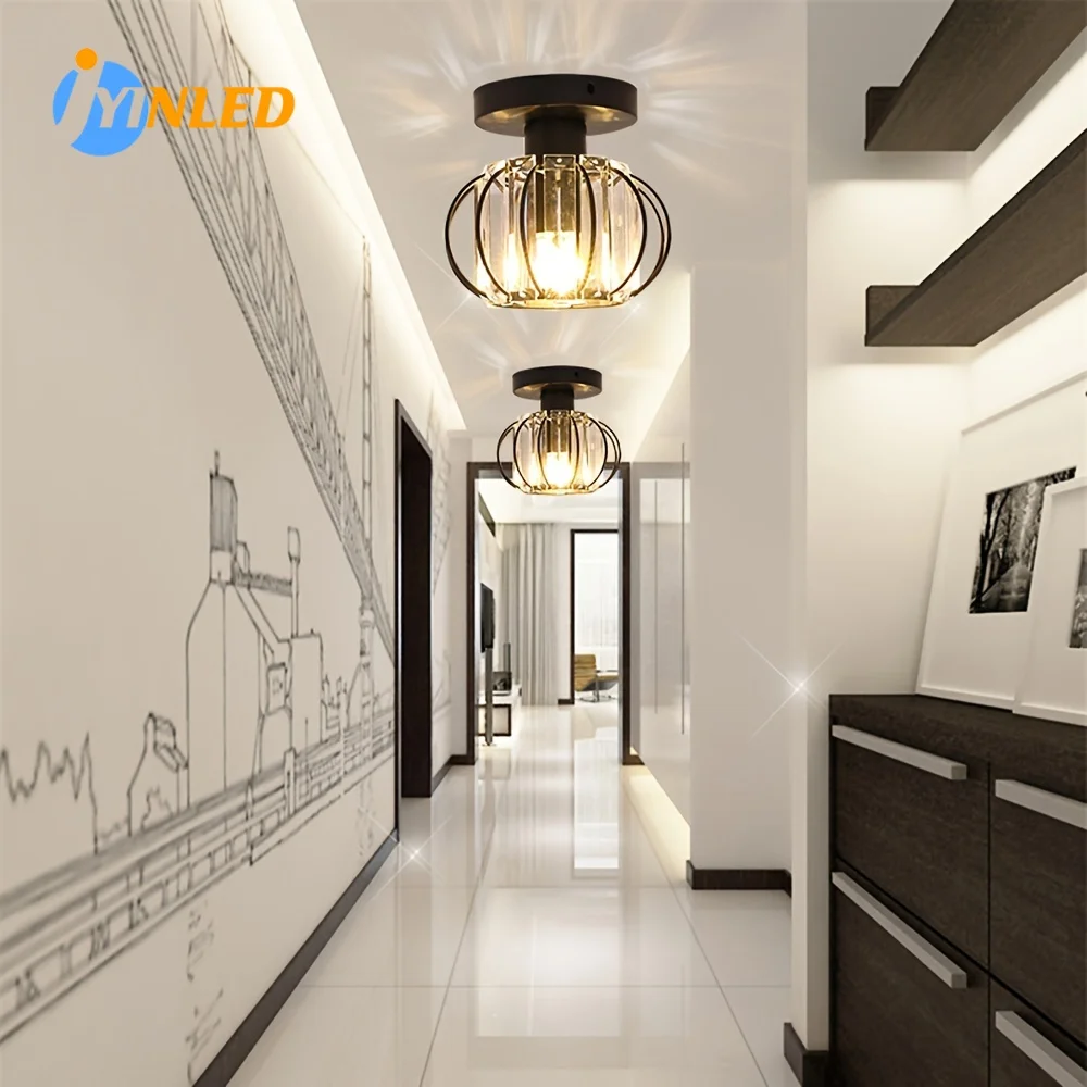 

Modern Black/Gold Crystal LED Ceiling Lights Semi Flush Mount Ceiling Lamp E26/E27 Bedroom Home Decor Ceiling Lighting Fixture