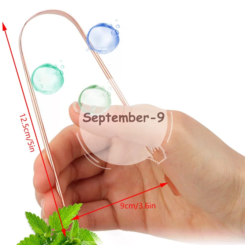 1Pc Pure Copper Tongue Scraper Oral Cleaner Brush Fresh Cleaning Hygiene High Quality Tongue Scraper