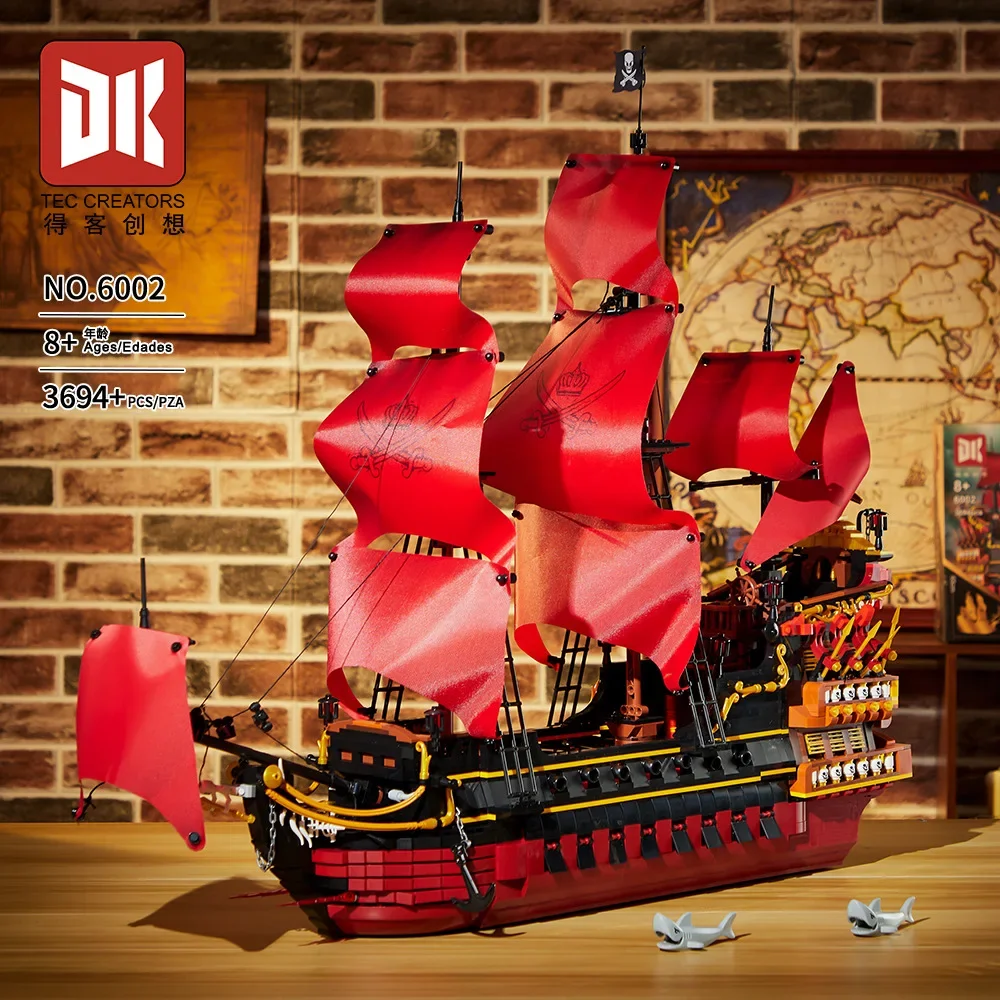 

Huge Caribbean Pirate Ship MOC Building Blocks Black Pearl Queen Anne's Revenge Movie DIY Mini Bricks Assembly Toys for Kid Gift