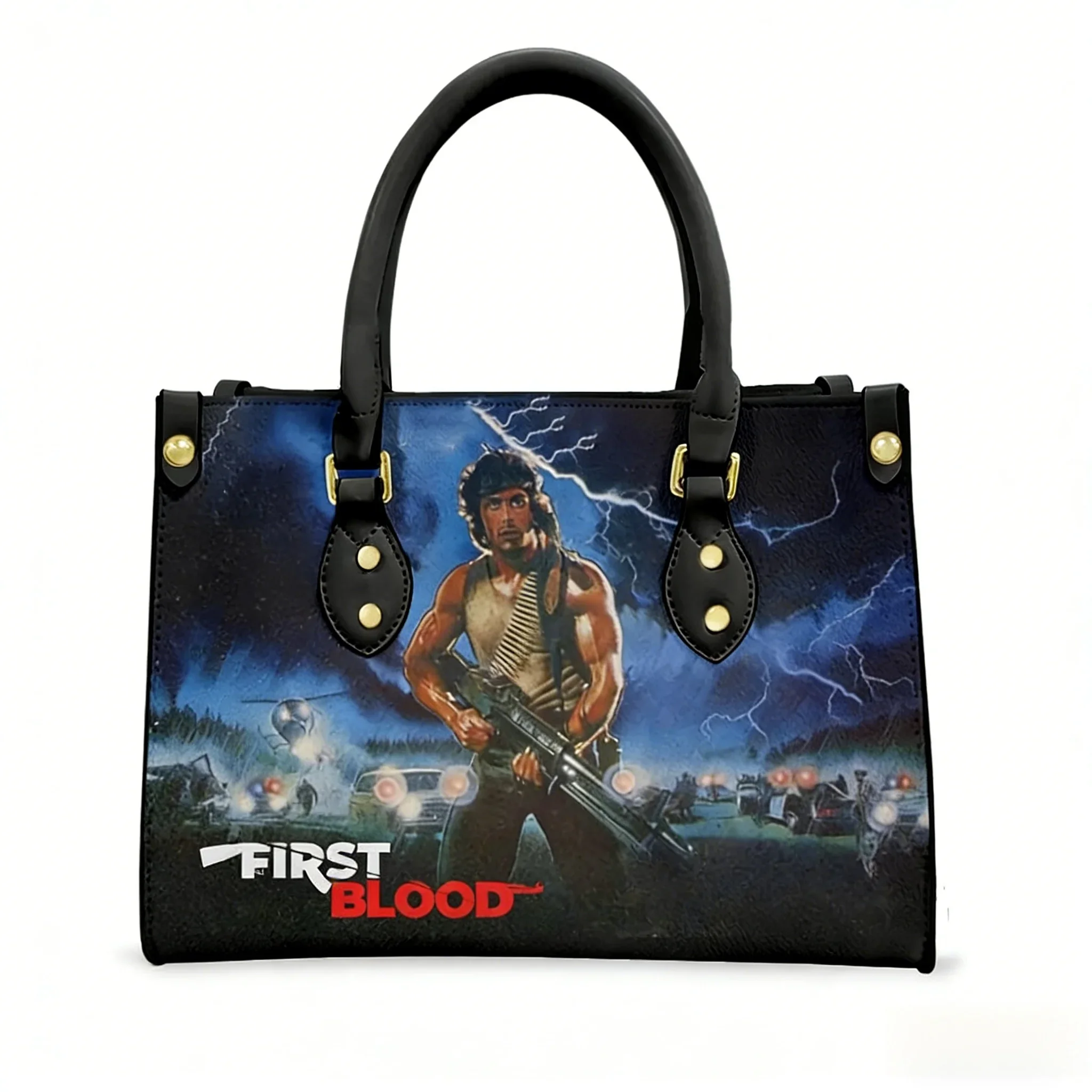 

Сумка-тоут из искусственной кожи с принтом из фильма «Джон Рэмбо: Первая кровь», женская/мужская, с возможностью персонализации текстом и изображением, для бизнеса, шопинга, подарков