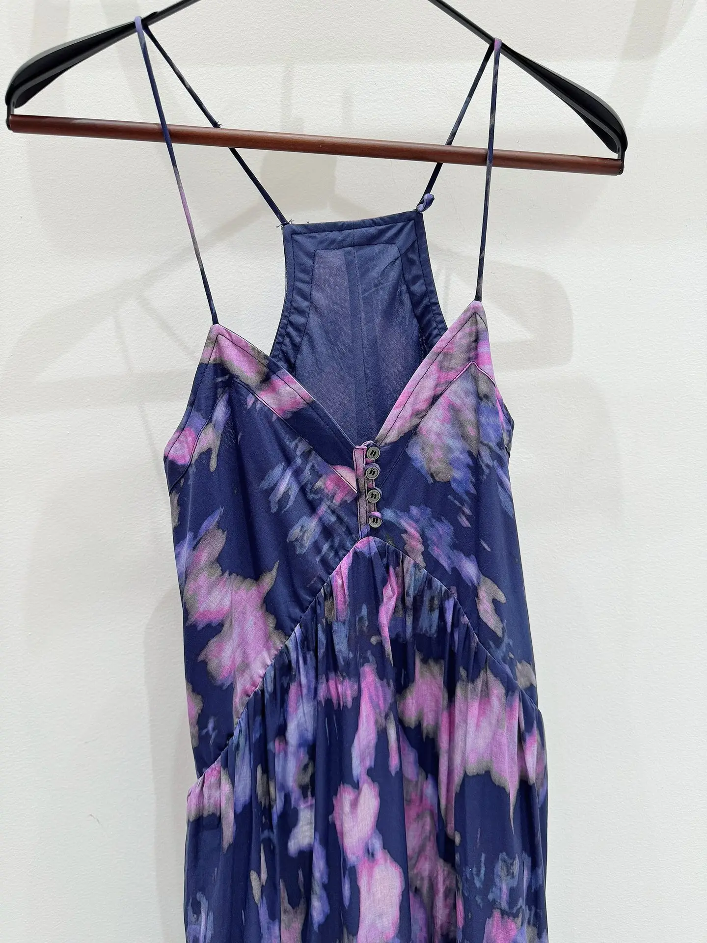 2025 spring/summer new women's fashion sleeveless violet print V-neck suspender dress 0108