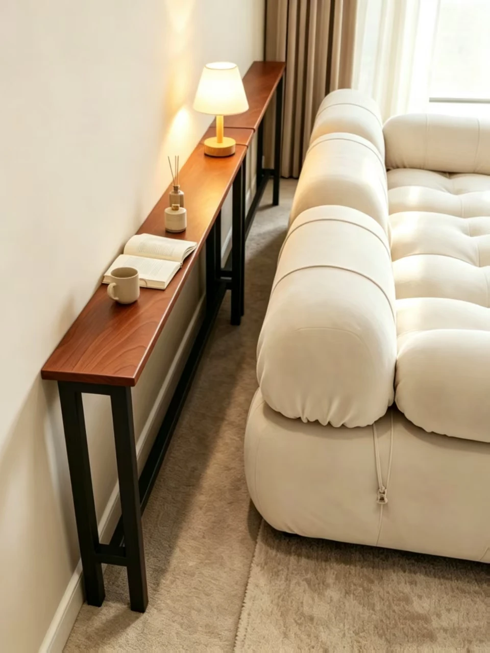 Sofa Side Narrow  Cabinet Living Room Long Strip Storage Rack Wall Mounted Bed Head Organizer Modern Minimalist Design