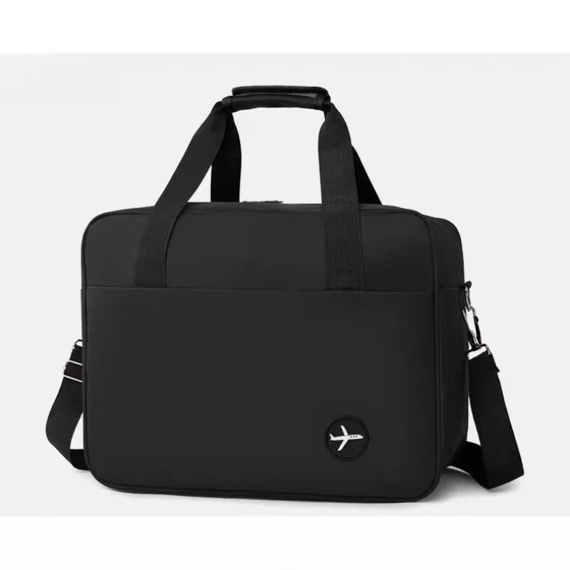 1pcs  Polyester Carry On Bag Double Front Zipper Pocket Airport Travel Bag Multipurpose Business Laptop Crossbody Tote