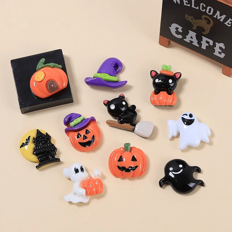 

Оптовая продажа, украшения для Хэллоуина, подвески, кабошон из смолы с плоской задней частью, каваи, персонажи мультфильмов, сделай сам, скрапбукинг, банты для волос, аксессуары