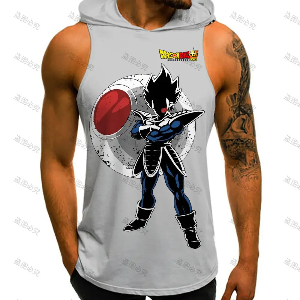 Gym Clothing Men Super Saiya Vest With Hood Men's Hip Hop Dragon Ball Z Top Trend High Quality Essentials New Oversized 2023 Y2k