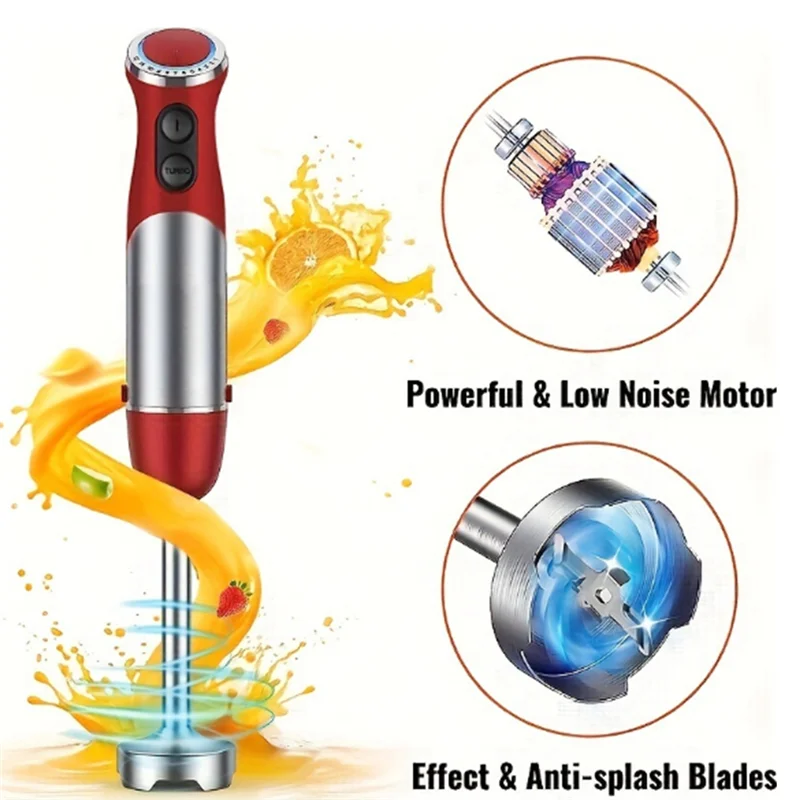 

A98I-Handheld Kitchen Blender 1000W 5-In-1 Hand Blender 12-Speed Stick Blender For Food, Soups Purees And Cakes