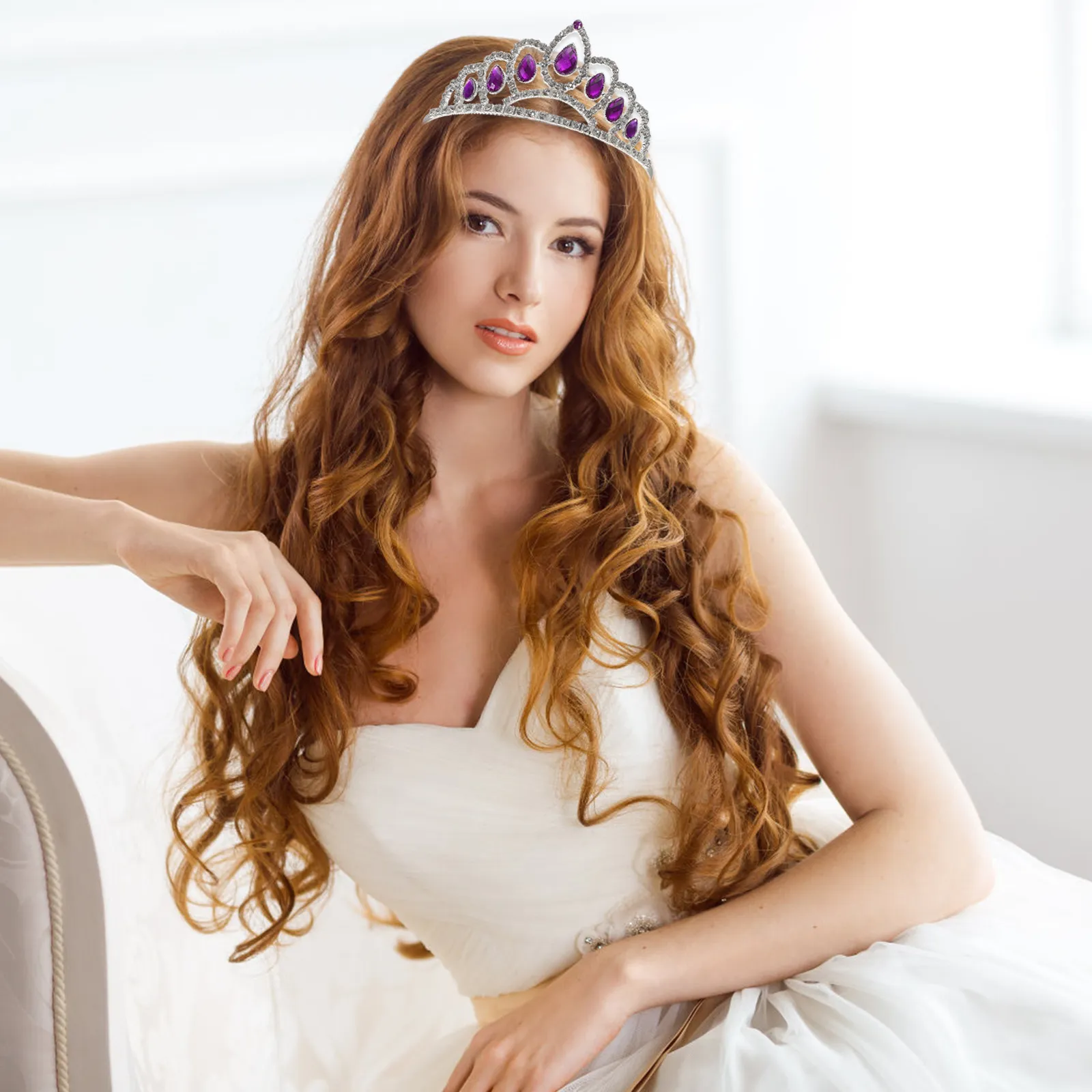 

Sparkling Bridal Crown Tiara with Crystal Rhinestones Small Comb Headband for Wedding Prom Dance Occasions Crown Headband