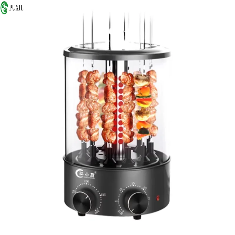 

Домашний электрический гриль-шашлычница с вертикальным автоматическим вращением, бездымный, для самостоятельного приготовления.