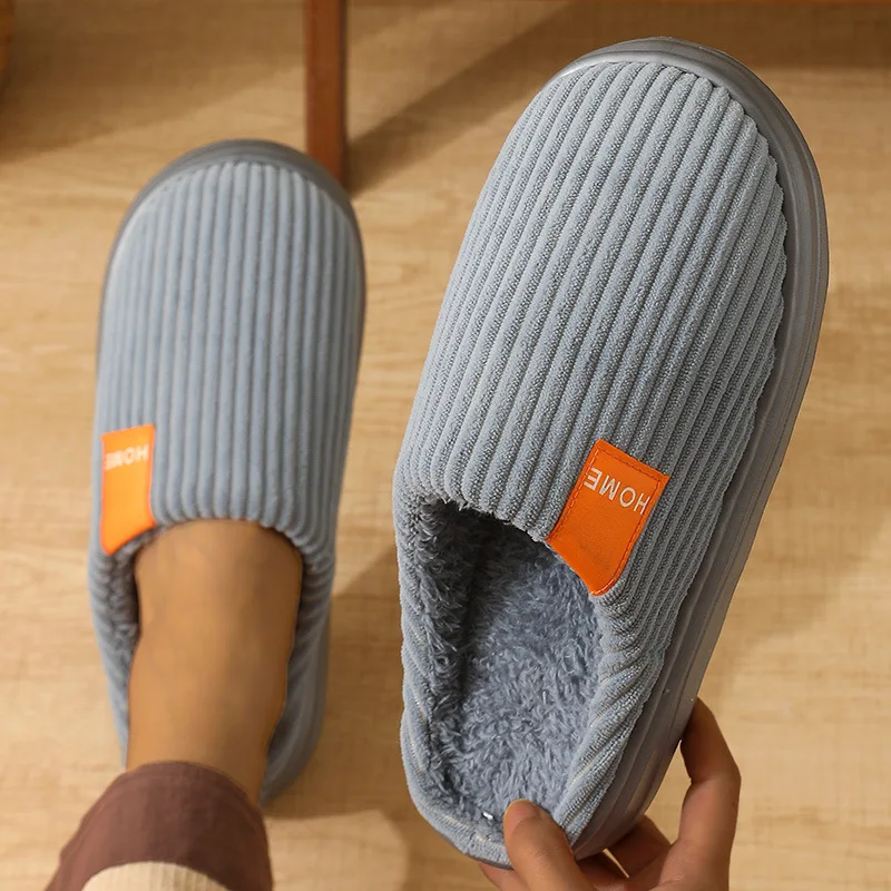 Herren Winter Extra Große Baumwoll-Hausschuhe Bequeme Warme Dicksohlen-Plüsch-Innenschuhe – Detail 16