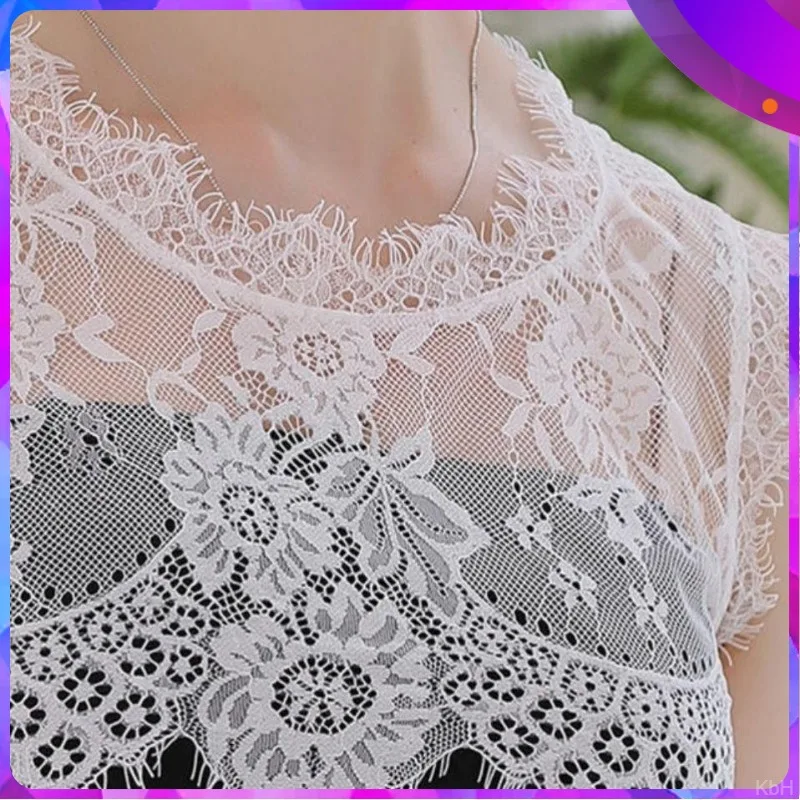 Lace Mock Neck Shrug, Fringe Hollow Sleeve Extender Anti-glare Layering Accessory For Women Daily Dress Collocation Refit