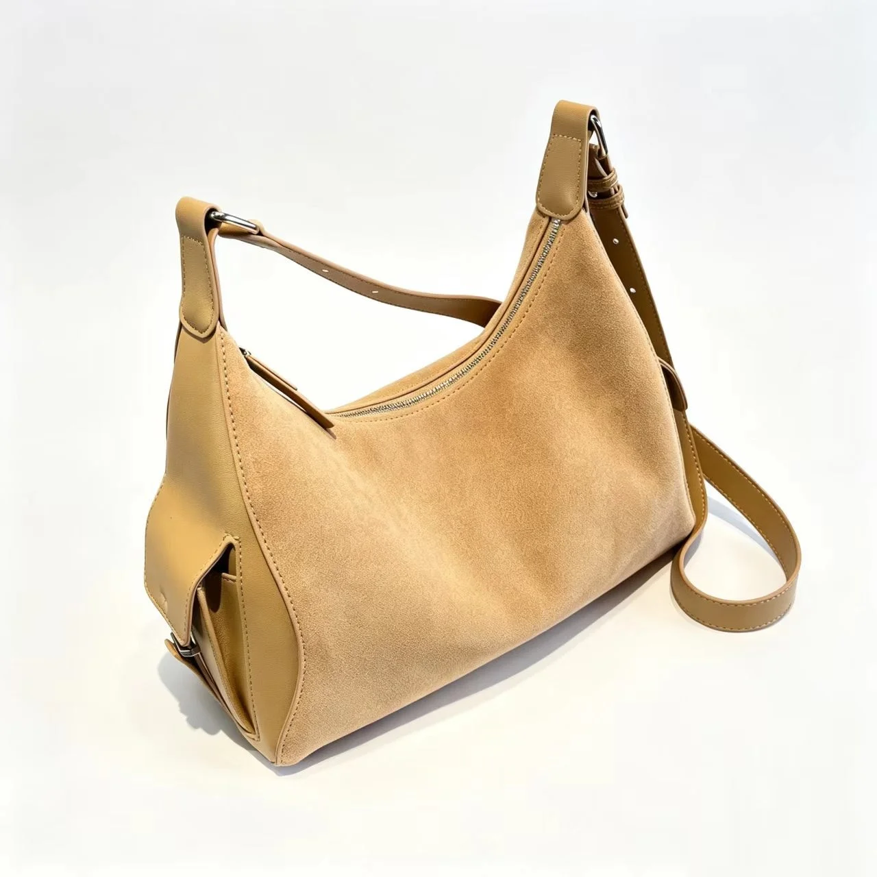 Casual Genuine Leather Shoulder Bag Patchwork Suede and Cow Leather Handbag Women Fashion Ladies Cross-body Bag