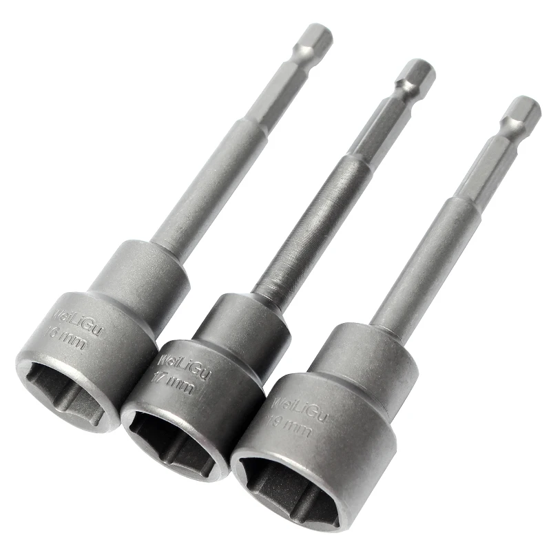 5.5-11mm SH5 Impact Socket Non-Magnetic Hexagonal Handle Nut Screwdrive Power Drill Bit Set Adapter Bolt Drivers Repairing Tool
