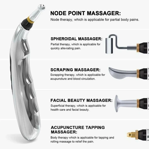Imagen 2 del producto Pluma de acupuntura electrónica recargable, masajeador de punto, terapia de masaje, pluma de masaje de curación, alivio del dolor, pluma de energía de meridianos