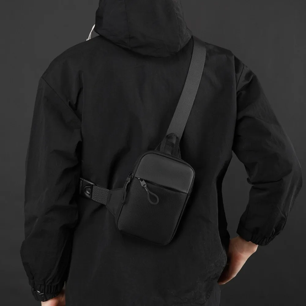 Casual Oxford Men's Chest Bag Large Capacity Black Small Sling Pack Zipper Lightweight Travel Purse