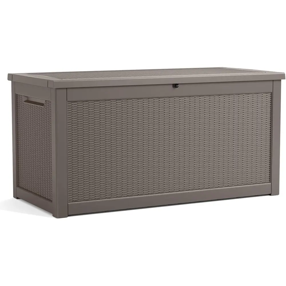 

Grey 320 Gallon Resin Outdoor Storage Box with Lock, Waterproof and Weather-Resistant for Deck, Patio, Garden, and Pool Accessor