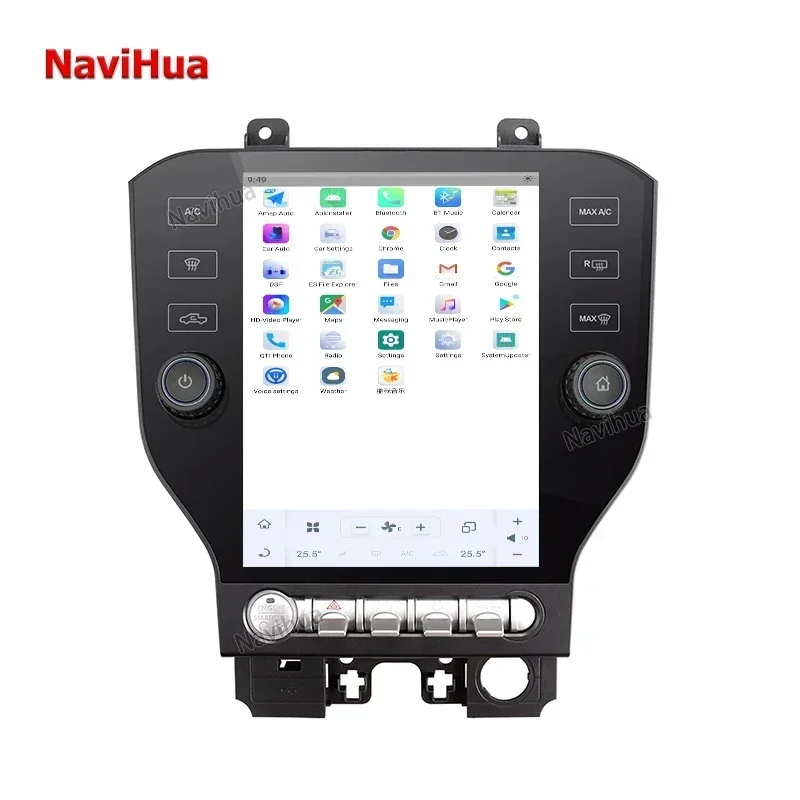 NaviHua Car DVD Player for Ford for Mustang 2014+ Multimedia Android Auto Electronics for Tesla Style Touch Screen GPS Video