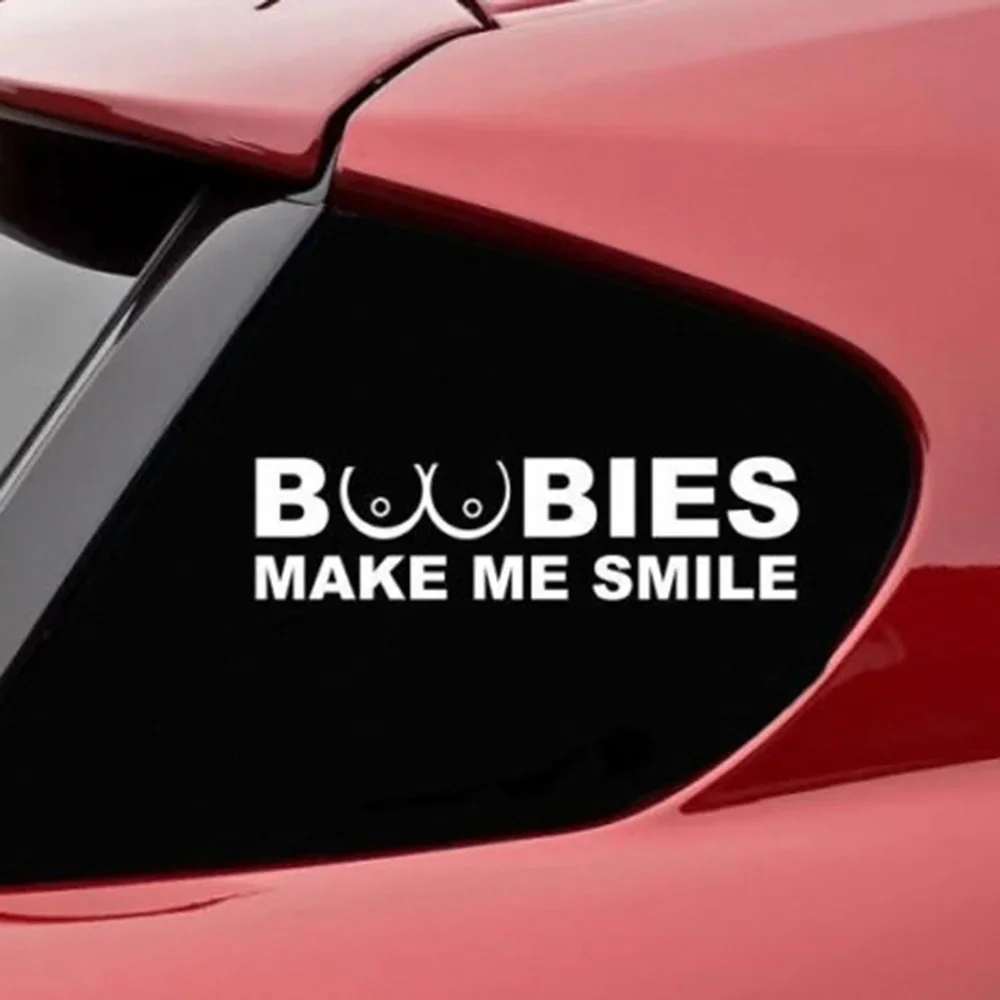 Funny BOOBIES MAKE ME SMILE Car Window Sticker Waterproof Reflective Sticker