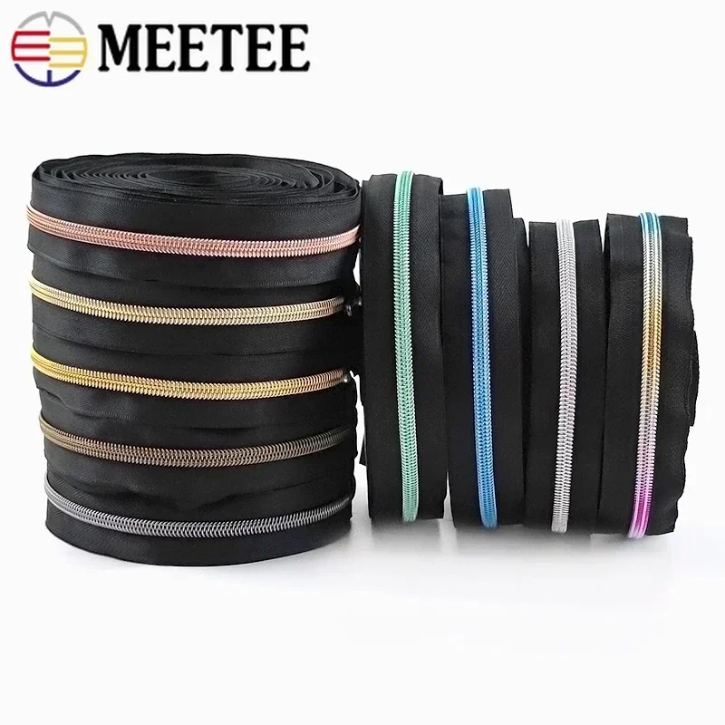 5/10/20M 5# Nylon Zipper Tapes Coil Zippers Roll for Bag Pocket Luggage Zip Repair Kit DIY Clothing Tailor Sewing Accessories