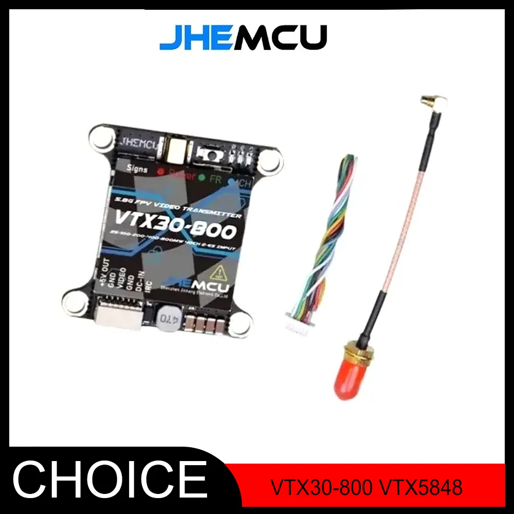 

JHEMCU VTX30-800 5,8G 40CH PitMode 25 МВт 100 МВт 200 МВт 400 МВт 800 МВт Регулируемый VTX 2-6S 30X30 мм для RC FPV Racing Freestyle Drone