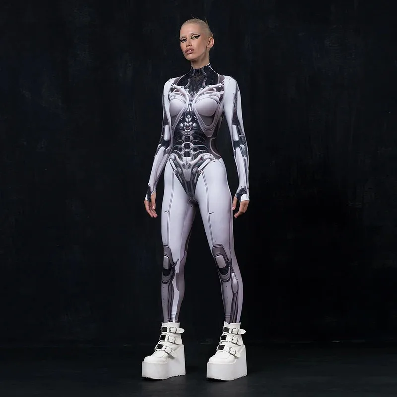 LCK01 [You're My Secret] Robot Punk Jumpsuit Catsuit Halloween Cosplay Costumes For Women Carnival Party Long Sleeve BodysuYh1@！