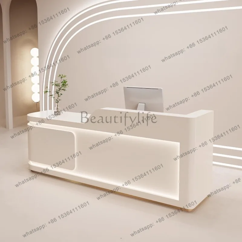 Factory Direct Sales Nordic Cream Style Reception Desks French Clothing Store Beauty Salon Cashier Desk Training Institution Off