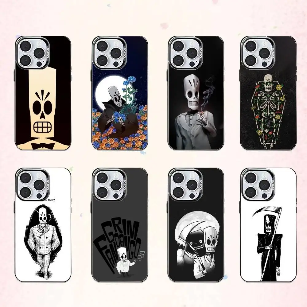 

G-game G-Grim F-Fandango Phone Case For iPhone17,16,15,14,13,12,11 Plus,Pro Max Colored Silver Plated Inside Cover
