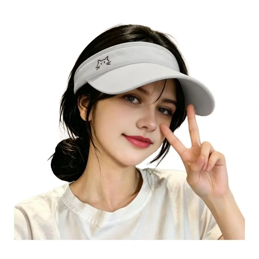 Portable Fitness Workout Visor Women Sun Visor Hat with Open Top Breathable Wide Brim Cap Uv Protection Headwear for Outdoor