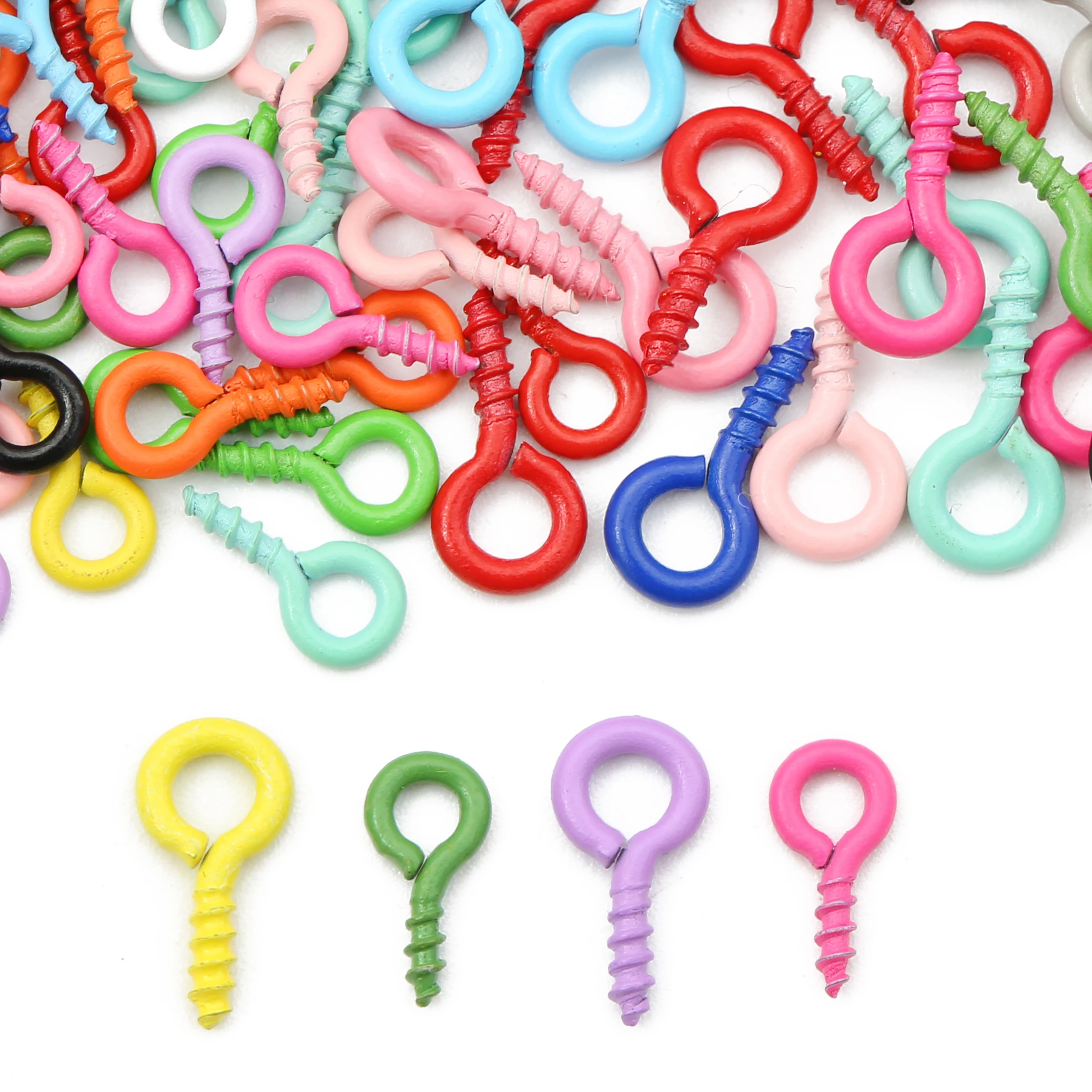 50-100Pcs/lot 4*8mm Colorful Small Tiny Mini Eye Pins Eyepins Hooks Eyelets Screw For DIY Jewelry Making Supplies Accessories