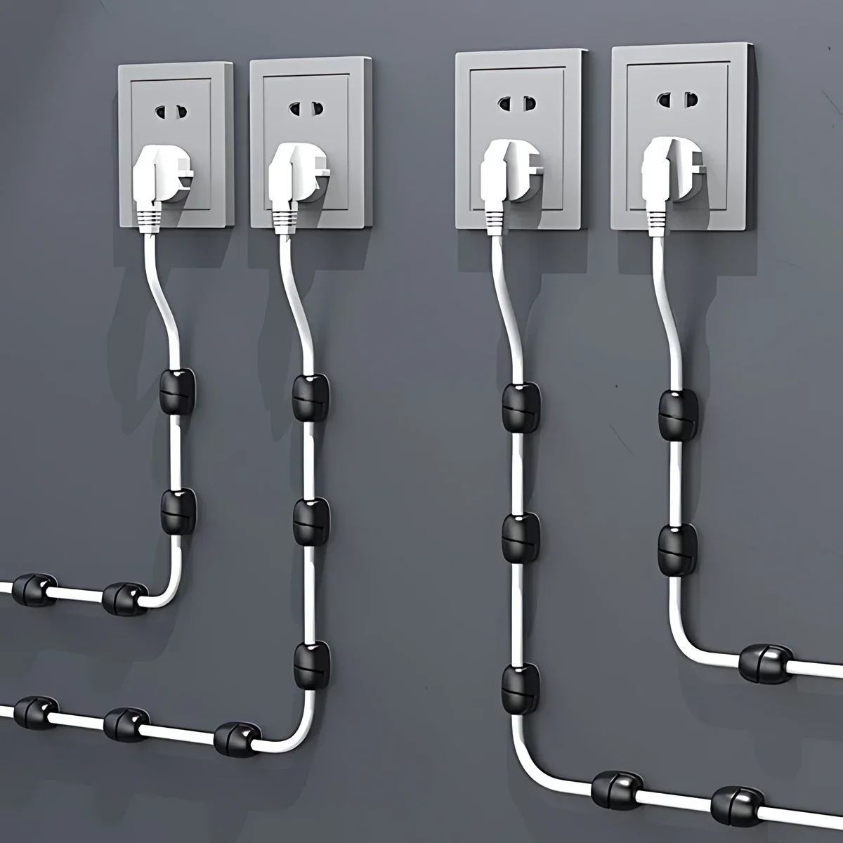 مشابك حامل كابل USB من السيليكون منظم الحبل ومشابك سطح المكتب 10 عبوات ملحقات إدارة ذاتية اللصق