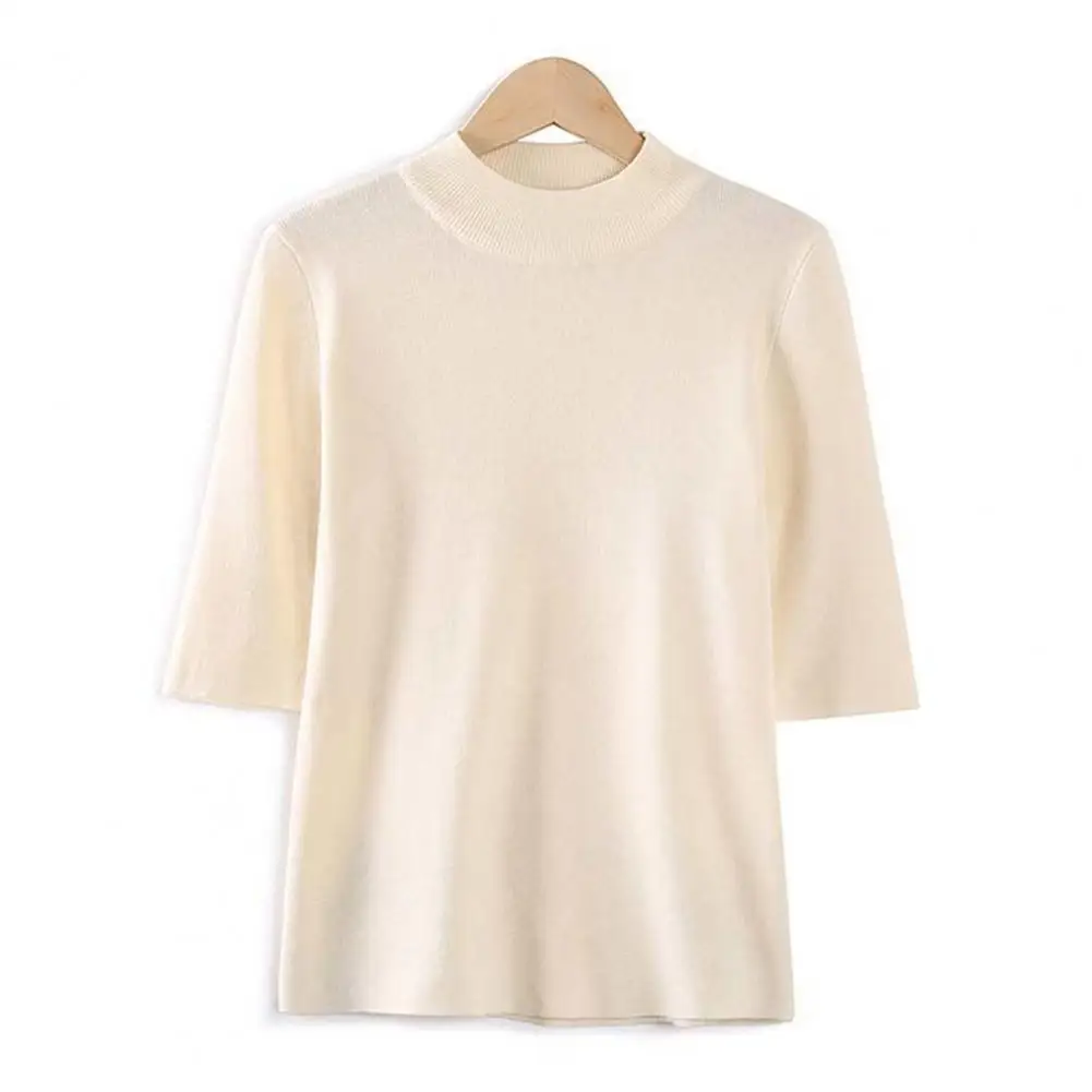 Maglione lavorato a maglia estivo manica corta tinta unita stile coreano moda Tee Casual O collo abbigliamento femminile pendolarismo Street Wear