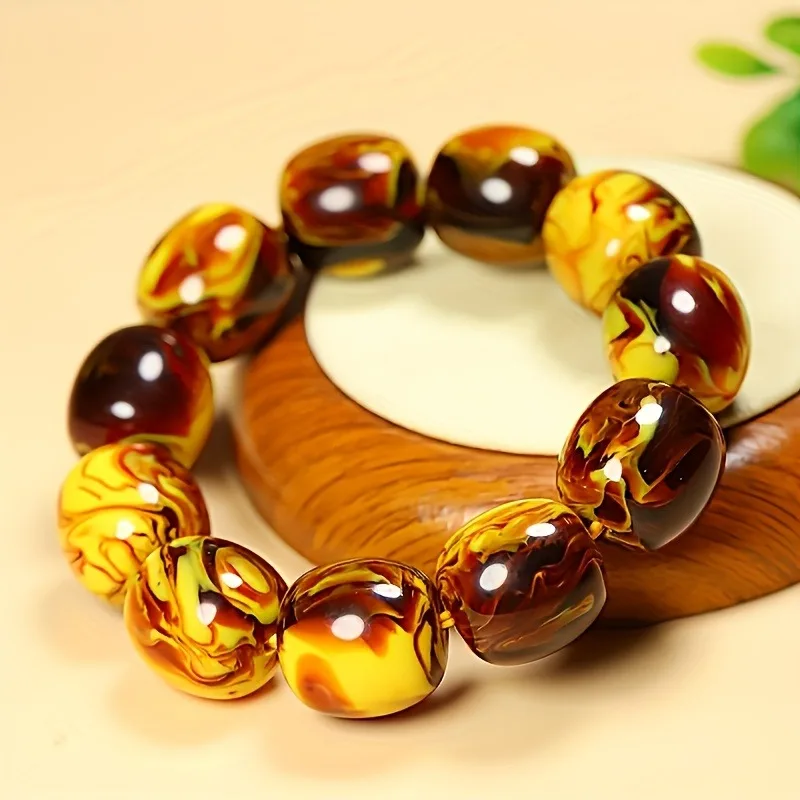 

Elegant Amber Beeswax Bracelet - Vintage Style, Bracelet for Casual Wear and Everyday Wear