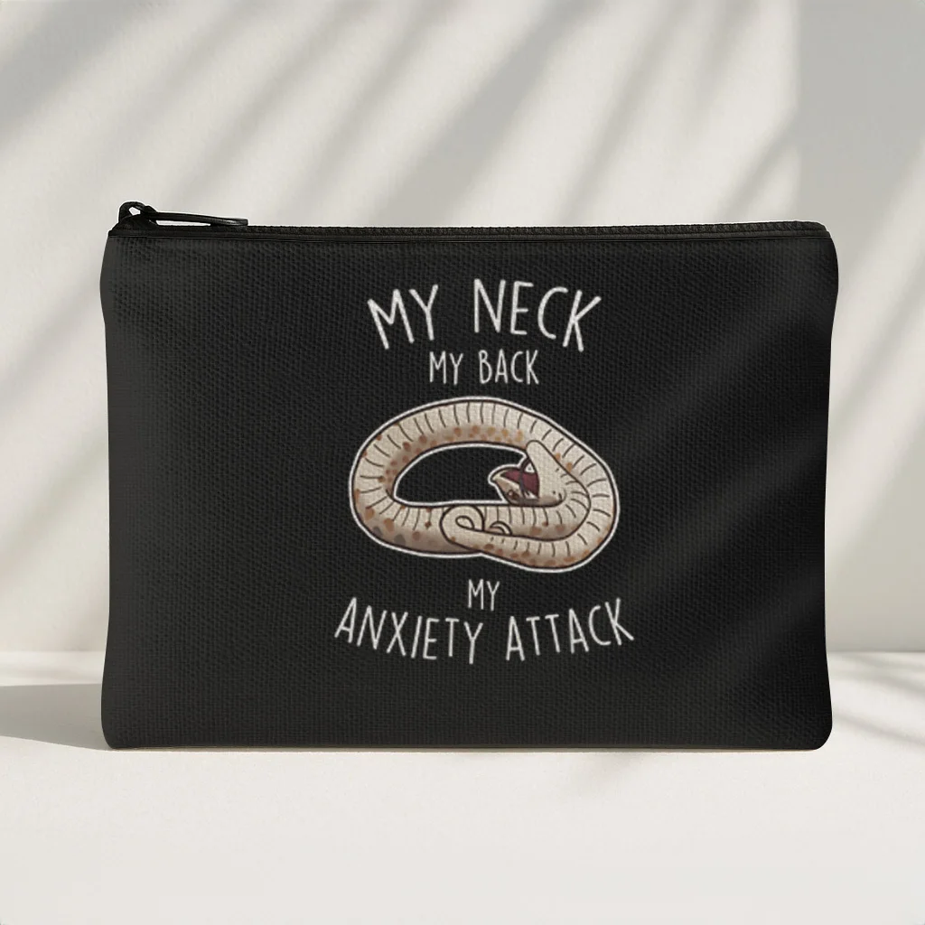 1pc Hognose Snake with Funny Head Tilt Durable Polyester Multi-purpose Zip Pouch and Makeup Bag for Travel, Cosmetics, Stationer