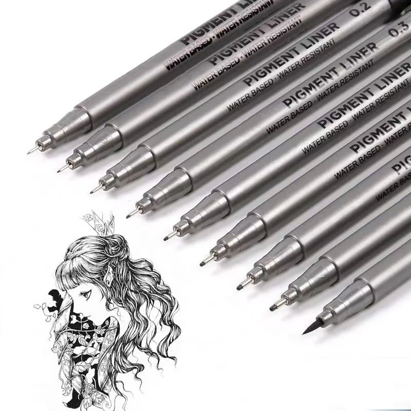 12ps Nibs Needle Pigment Liner Pen set Manga markers Art Brush Hand-painted Hook Line Pen Sketch Fineliner Drawing Stationery