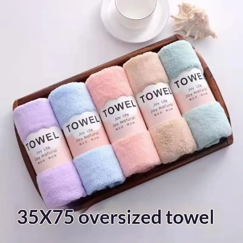 Adult Quick-drying Towel Set Simple Absorbent Soft For Face And Hands 5-piece Coral Fleece Towels 75cm 35cm