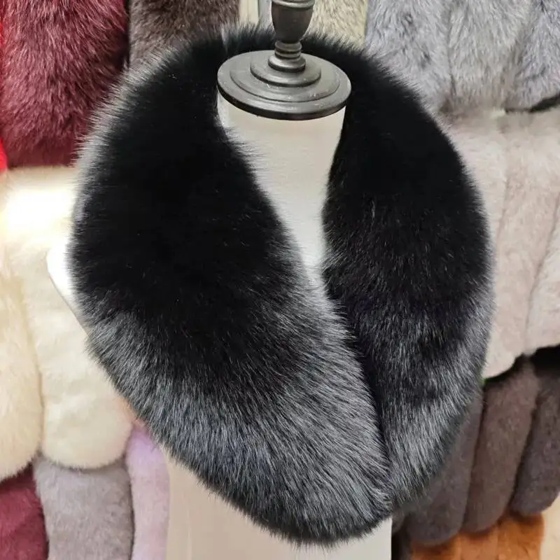 Real Fox Fur Collar For Women Men Coat Jacket 2026 Shawl Wraps Winter Warm Fur Scarves Extra Large Size Neck Warmer Fur Scarf