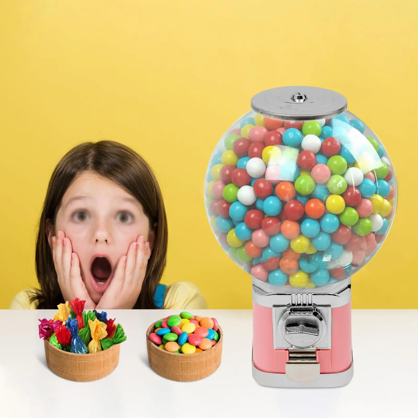 آلة بيع الحلوى Gumball ذات الارتفاع 18 بوصة، آلة بيع العملات المعدنية التجارية بقيمة 1 دولار، آلة Gumball الأوتوماتيكية مقاس 0.39-1.26 بوصة، كبسولة ألعاب