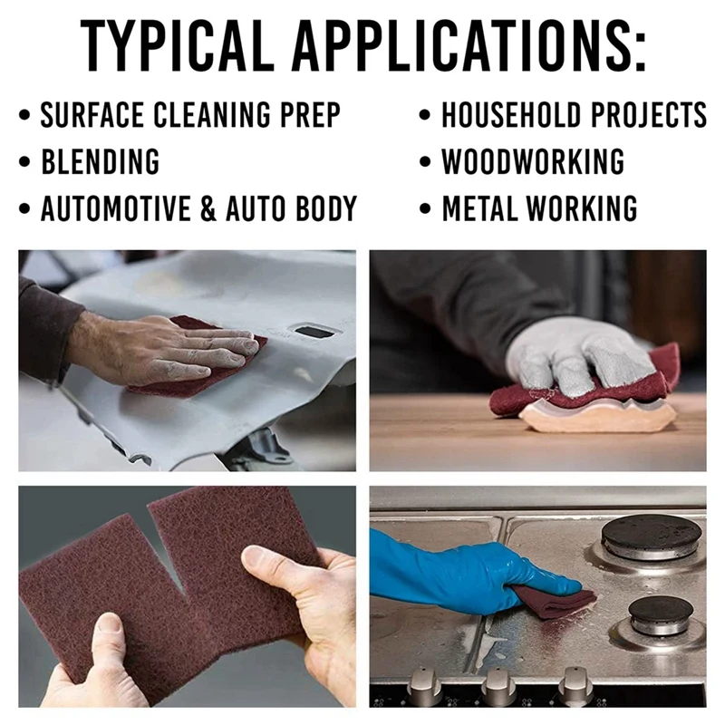 Scuff Pads 6 Inch X 9 Inch, Scuffing, Scouring, Paint Primer Prep Adhesion Scratch Preparation Of Woodworking 10Pcs