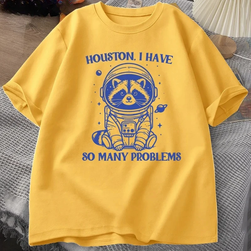 هيوستن لدي الكثير من المشاكل التي شيرت مضحك الراكون ميمي الجرافيك تي شيرت القمامة الباندا ميرش تي شيرت المرأة تي شيرت بلايز Y2K