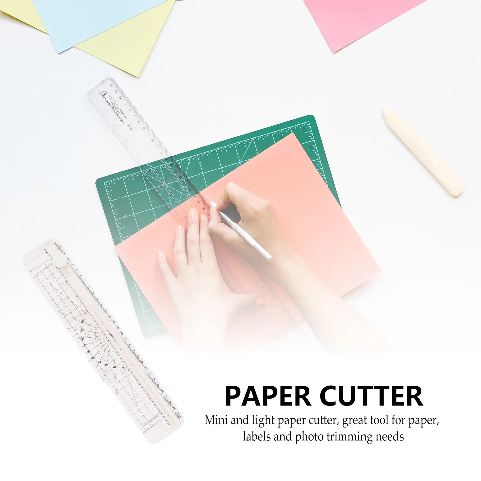 A4 Paper Cutter Mini Trimmer With Pull-Out Ruler Alignment Grid Safety Guard Replaceable Blade For Photo Label Cutting